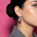 Luna Ribbed Hoop Earrings | Vybe Global Store