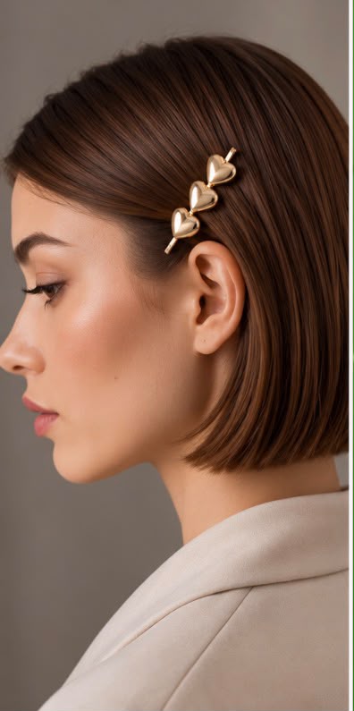 Triple Metallic Heart Hair Pin