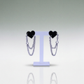 Heart Stud Layered Chain Earrings