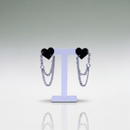Heart Stud Layered Chain Earrings