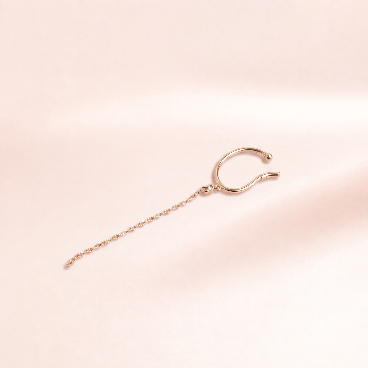 Solitaire Chain Drop Ear Cuff