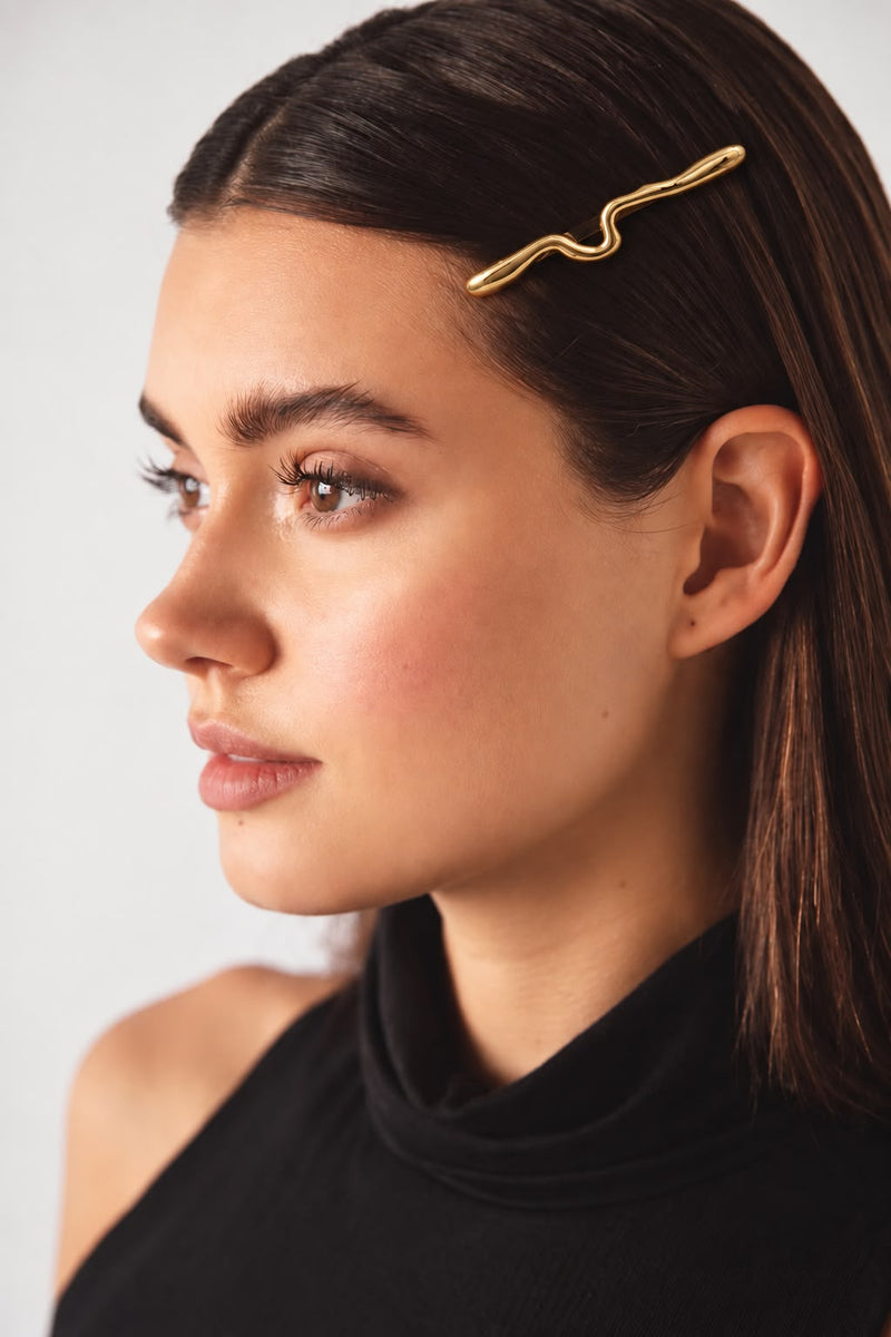 Sculptural Wavy Metallic Barrette