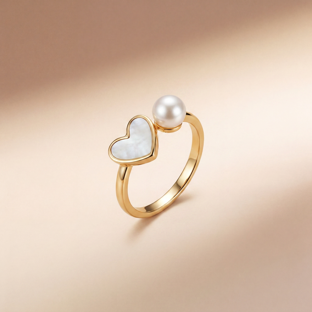 Heart Pearl Ring | Vybe Global Store - Image 2