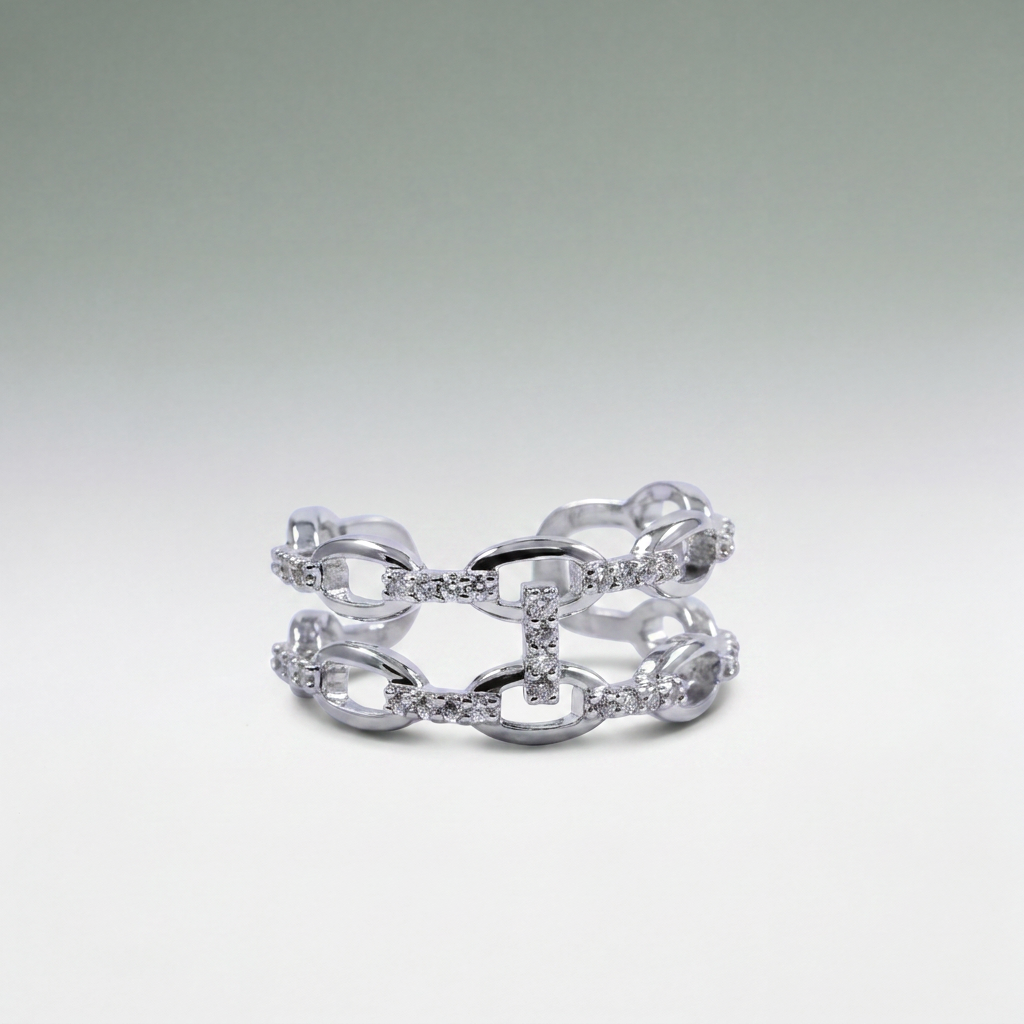 Pavé Chain Link Cuff Ring