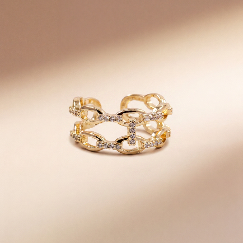 Pavé Chain Link Cuff Ring