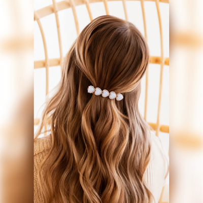 Beaded Border Stacked Heart Hair Clip