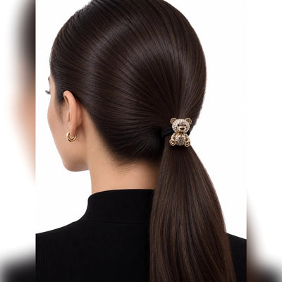 Rhinestone Teddy Bear Hair Tie