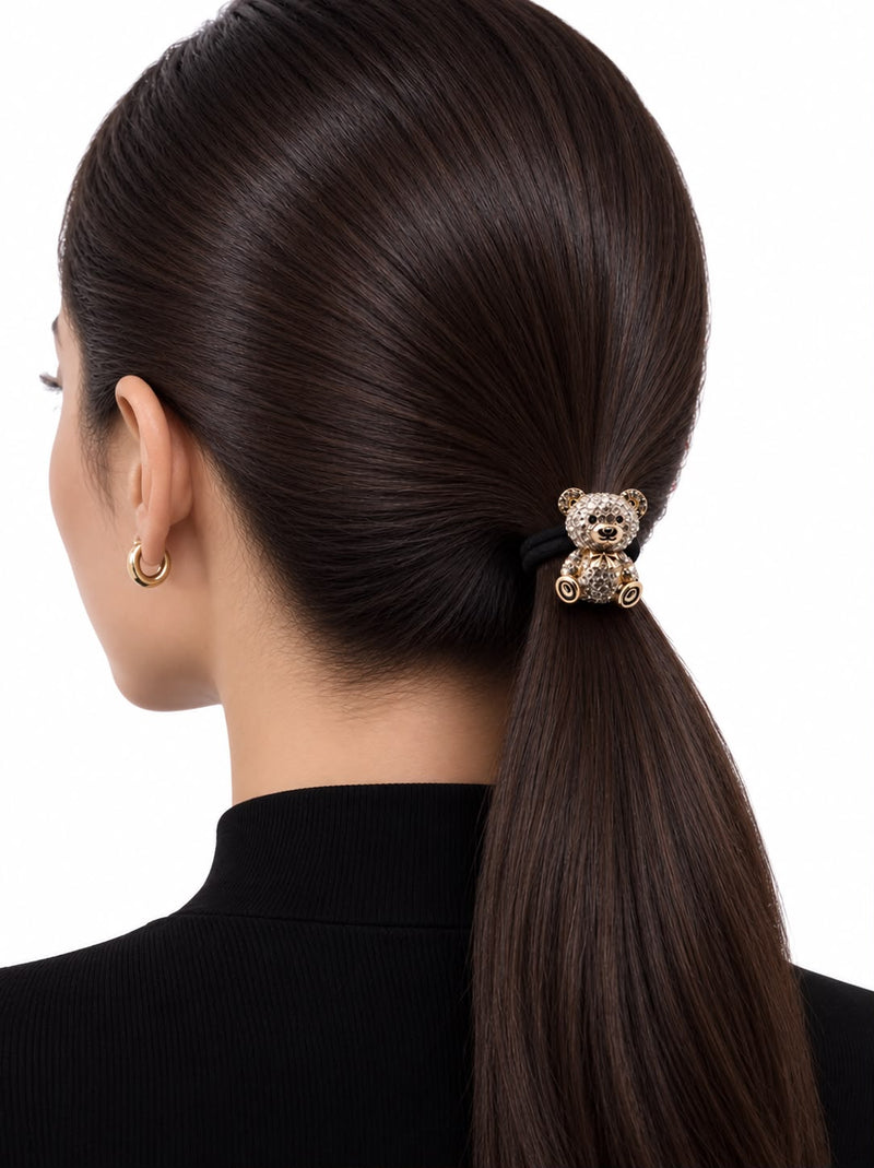 Rhinestone Teddy Bear Hair Tie