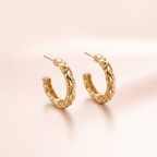 Hammered Texture Gold Hoop Earrings