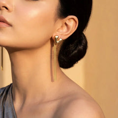 Sculptural Heart Fringe Earrings