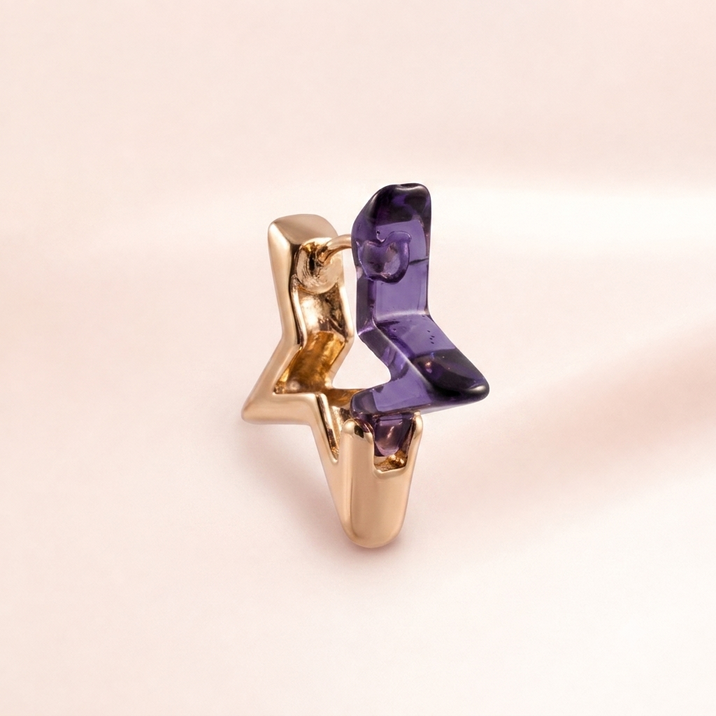 Amethyst Star Hoop Earrings