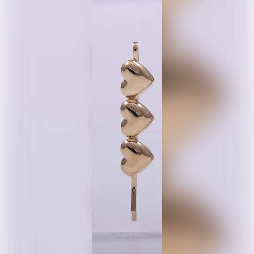 Triple Metallic Heart Hair Pin | Vybe Global Store - Image 3