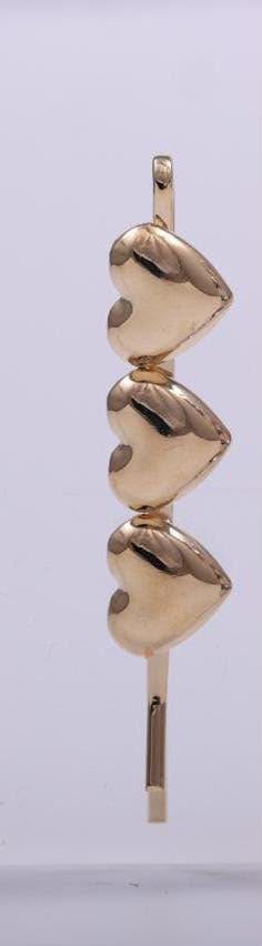 Triple Metallic Heart Hair Pin