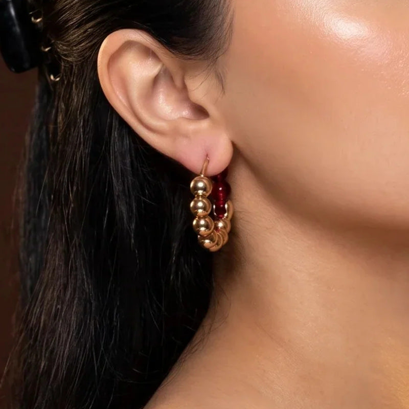 Ruby Luxe Beaded Hoops | Vybe Global Store