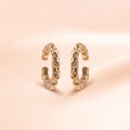 Hammered Texture Gold Hoop Earrings