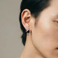 Silver Black Stone Chain Drop Earrings | Vybe Global Store