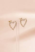 Crystal Heart Outline Stud Earrings