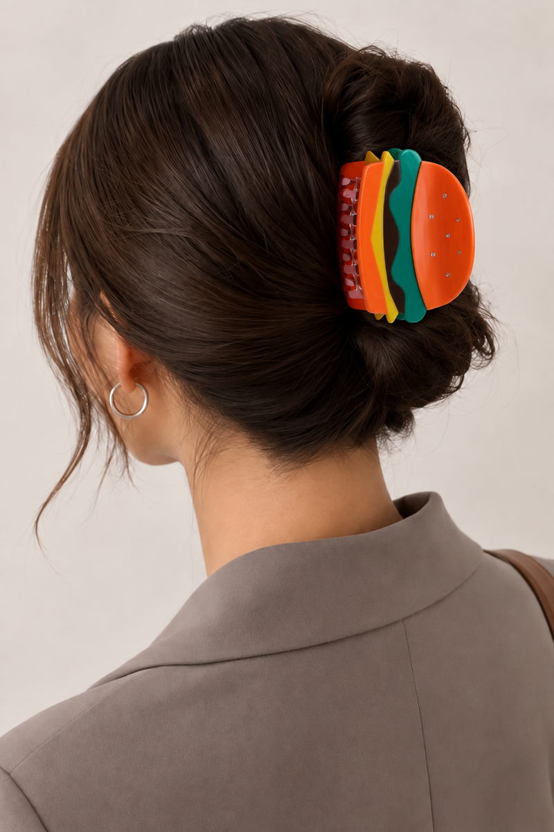 Novelty Hamburger Acetate Hair Claw Clip