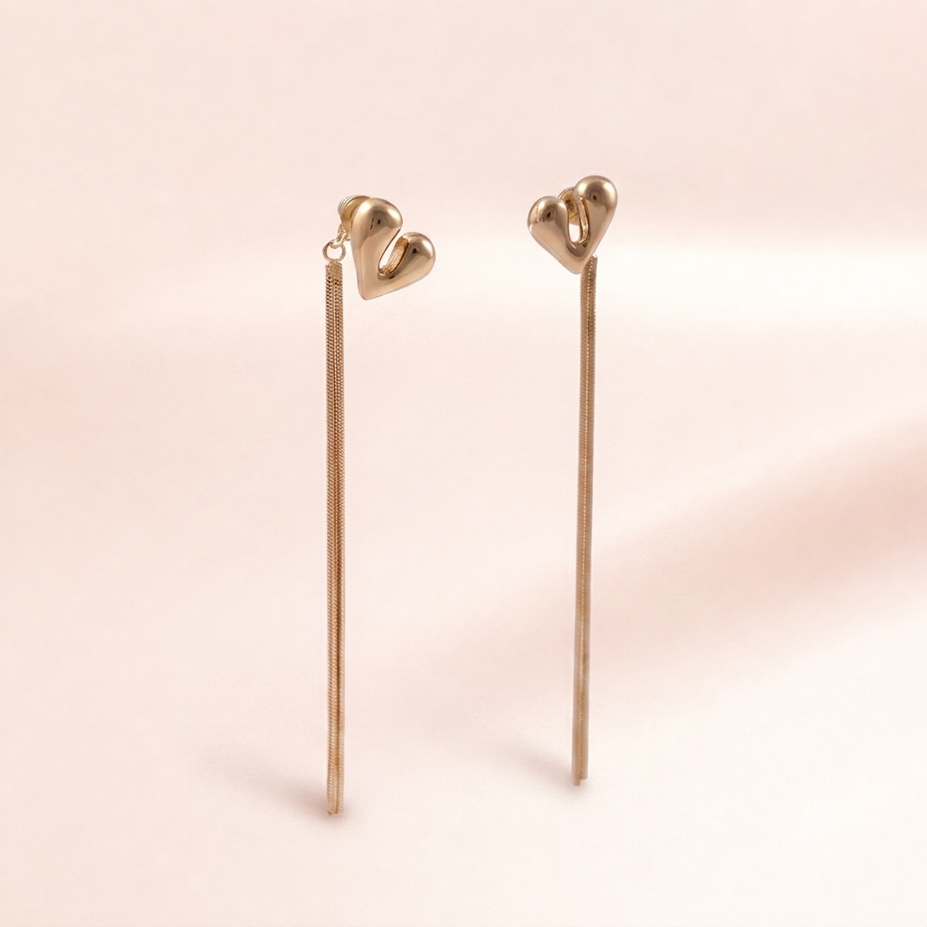 Sculptural Heart Fringe Earrings