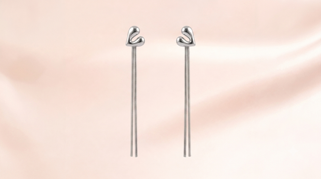 Sculptural Heart Fringe Earrings