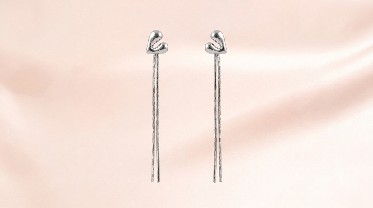 Sculptural Heart Fringe Earrings