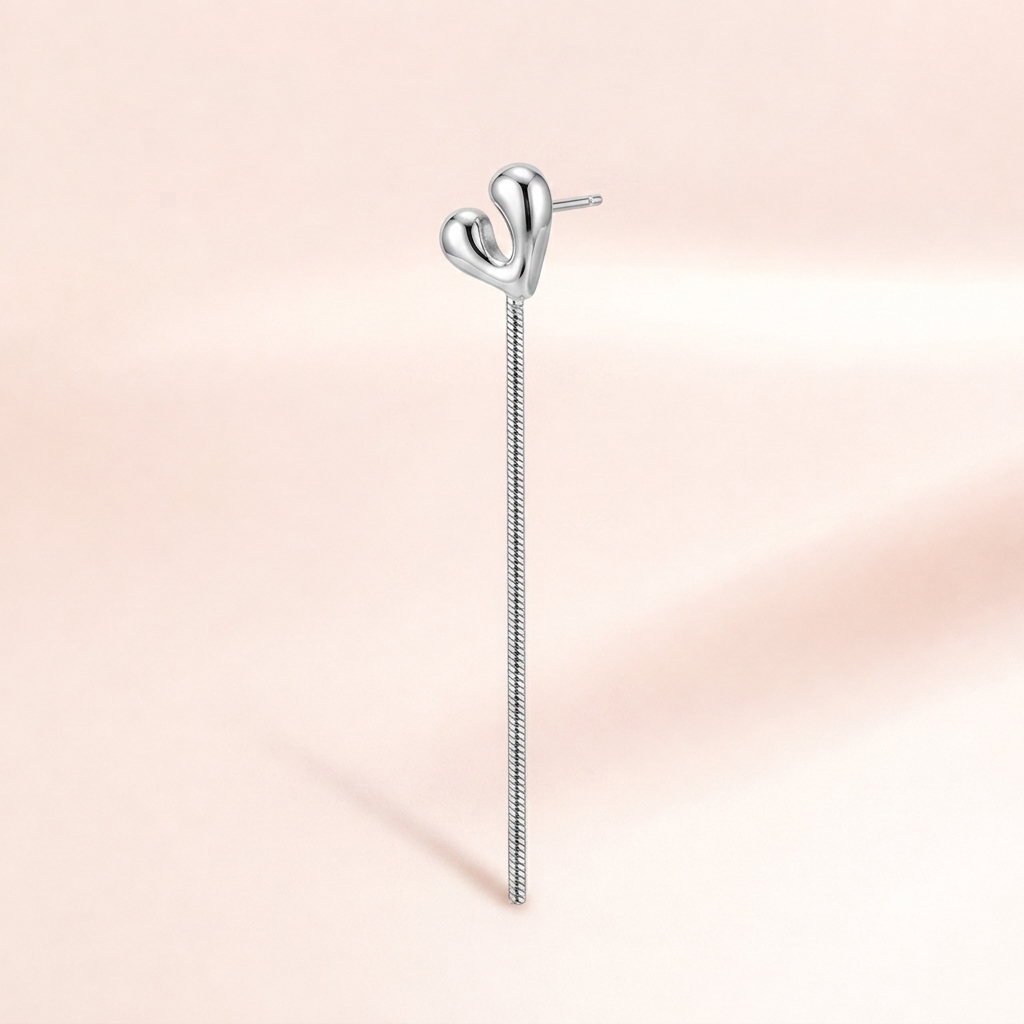 Sculptural Heart Fringe Earrings