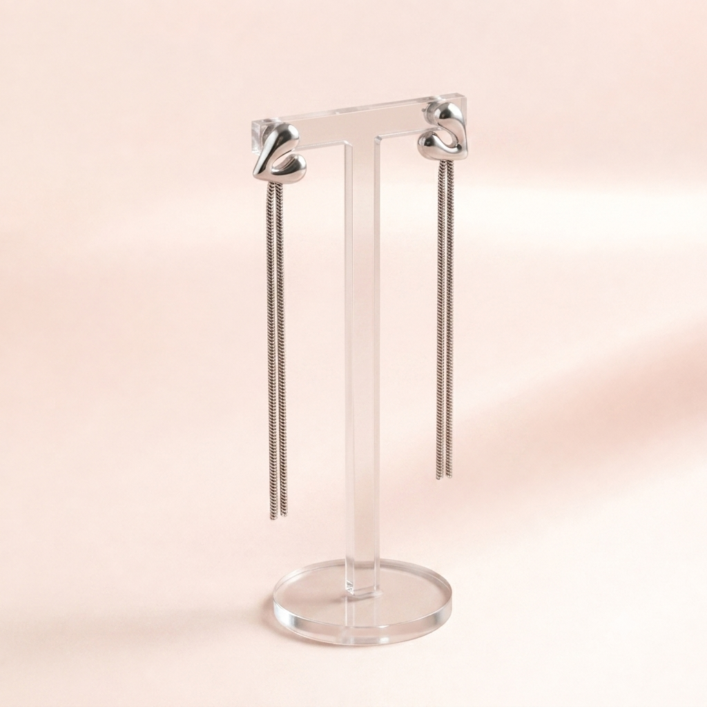 Sculptural Heart Fringe Earrings
