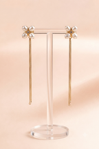 Pearl Clover Chain Drop Earrings