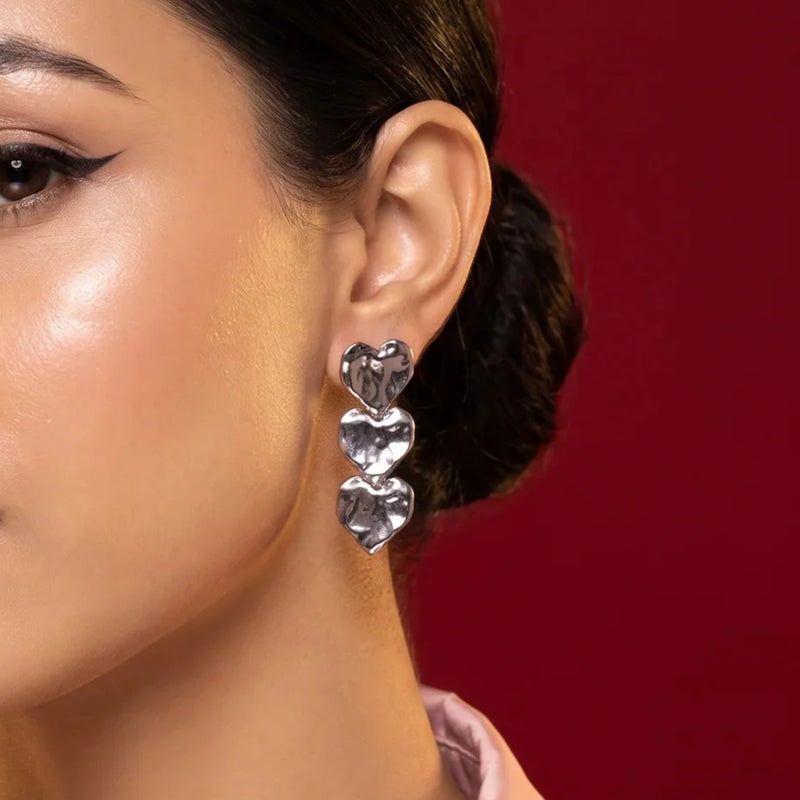 Triple Heart Drop Earrings | Vybe Global Store