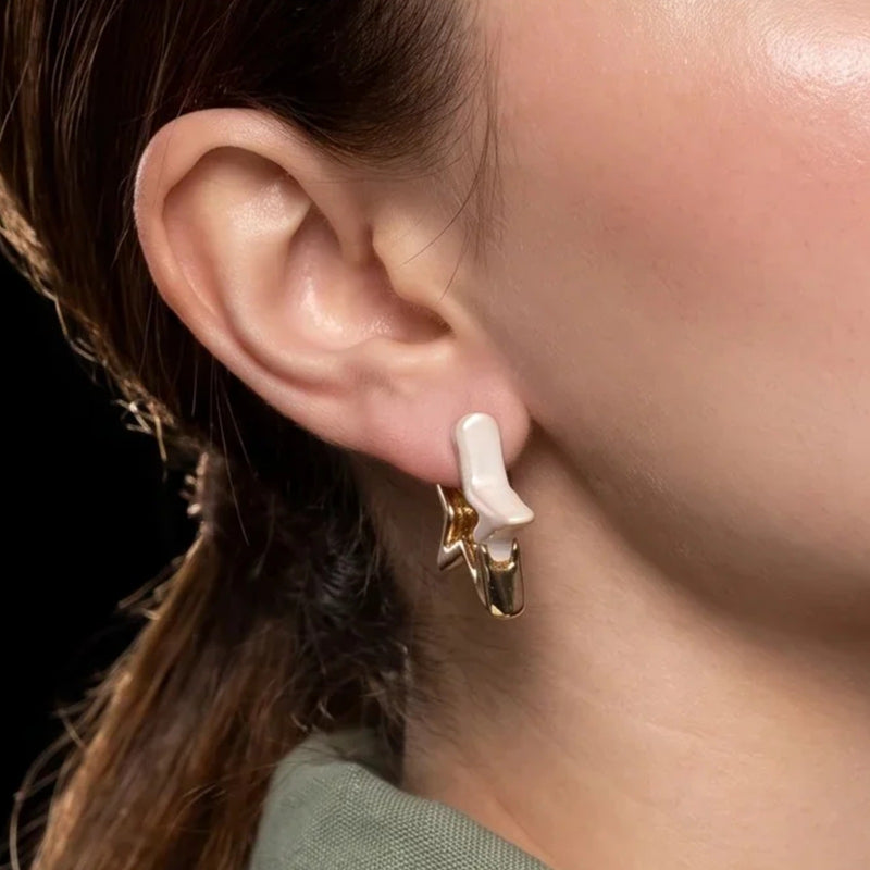 Ivory Star Sculptural Earrings | Vybe Global Store