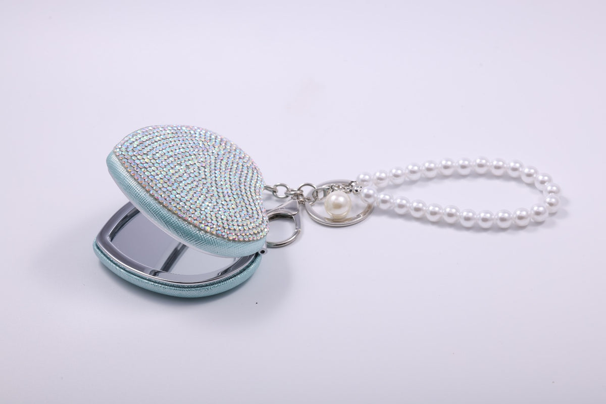 Rhinestone Compact Mirror Bag Charm