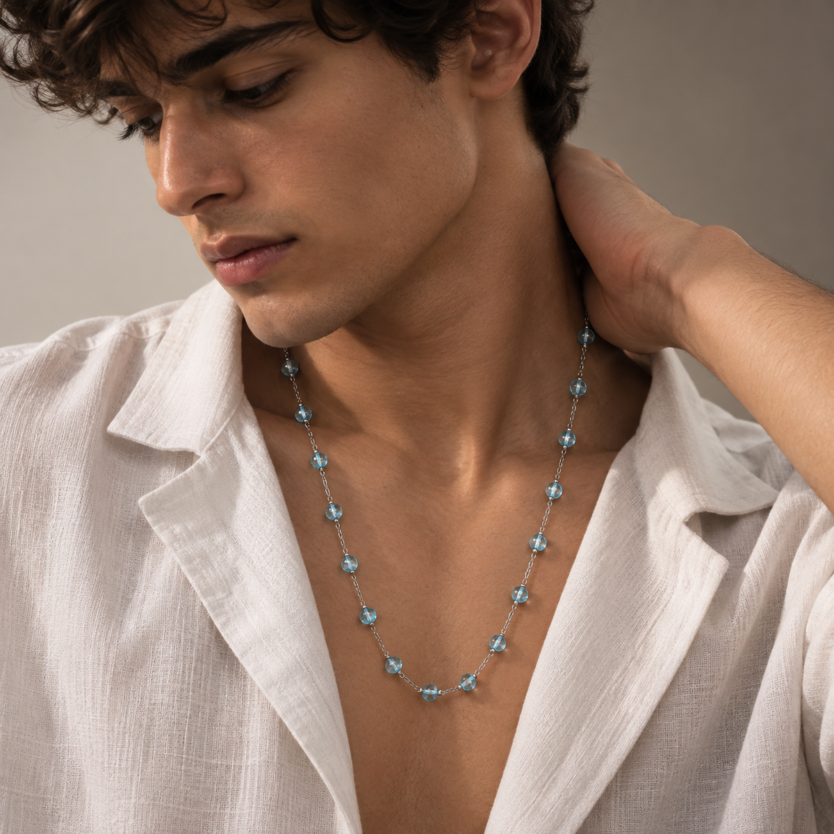 Blue Crystal Beaded Necklace