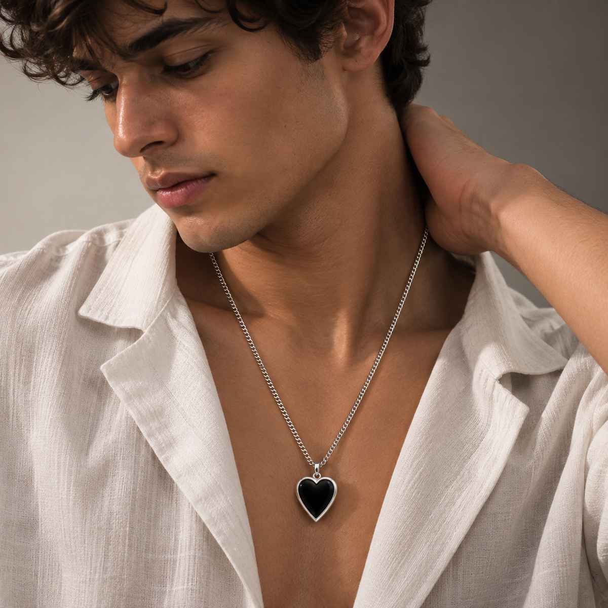 Black Heart Pendant Chain