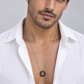 Black Ring Square Pendant Necklace
