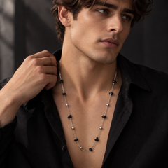 Black Stone Beaded Chain