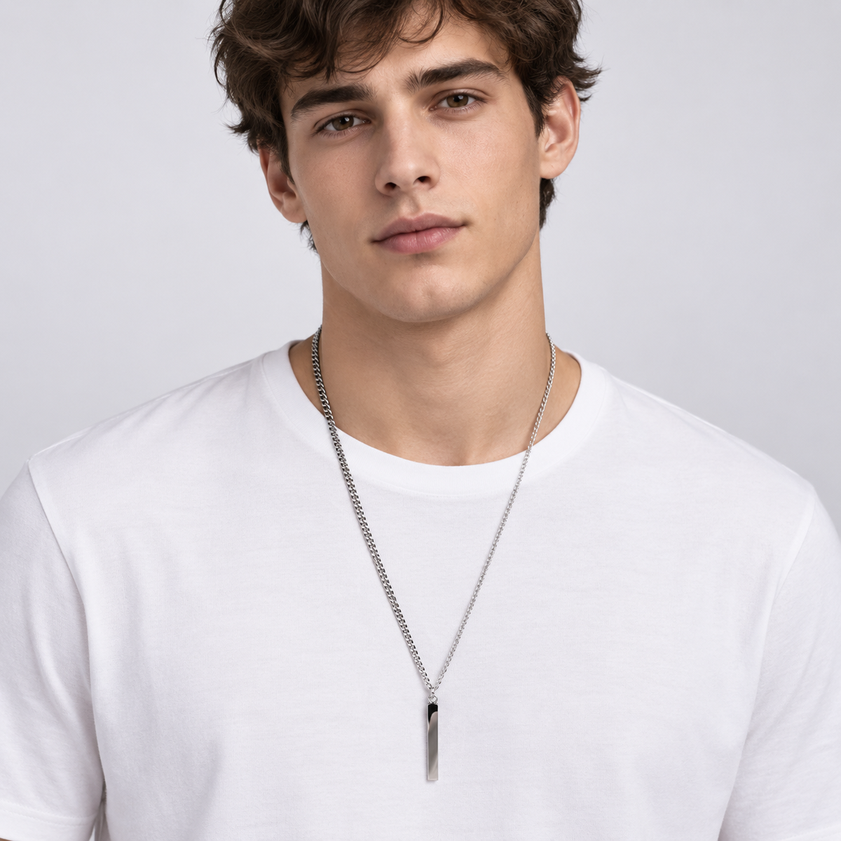 Minimalist Silver Bar Pendant Chain