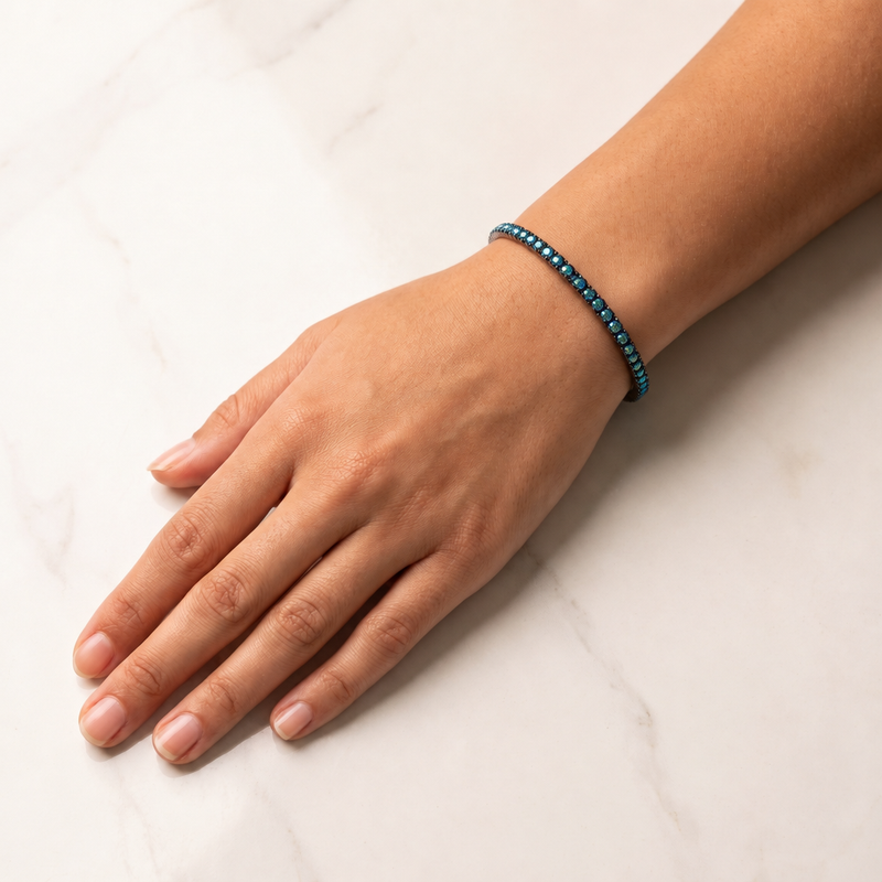 Iridescent Teal Crystal Stretch Bracelet (Single piece) | Vybe Global Store
