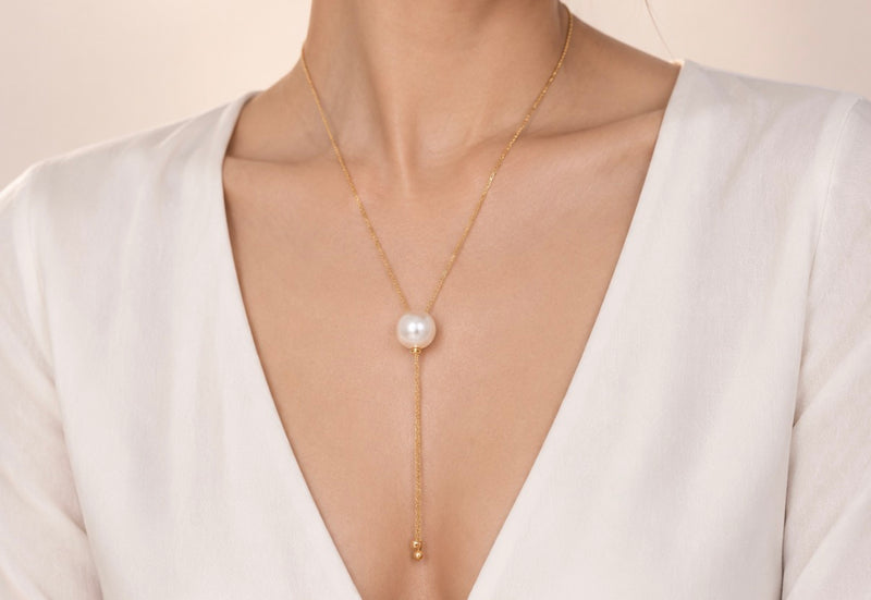 Sliding Pearl Lariat Necklace