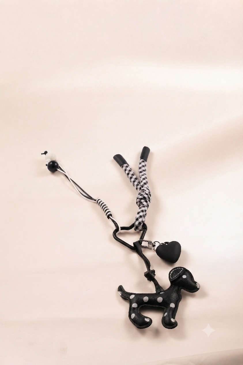 Polka Pup Charm Keychain