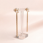 Pearl Clover Chain Drop Earrings