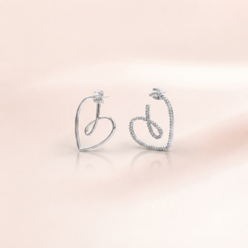 Open Heart Loop Hoop Earrings
