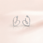 Open Heart Loop Hoop Earrings