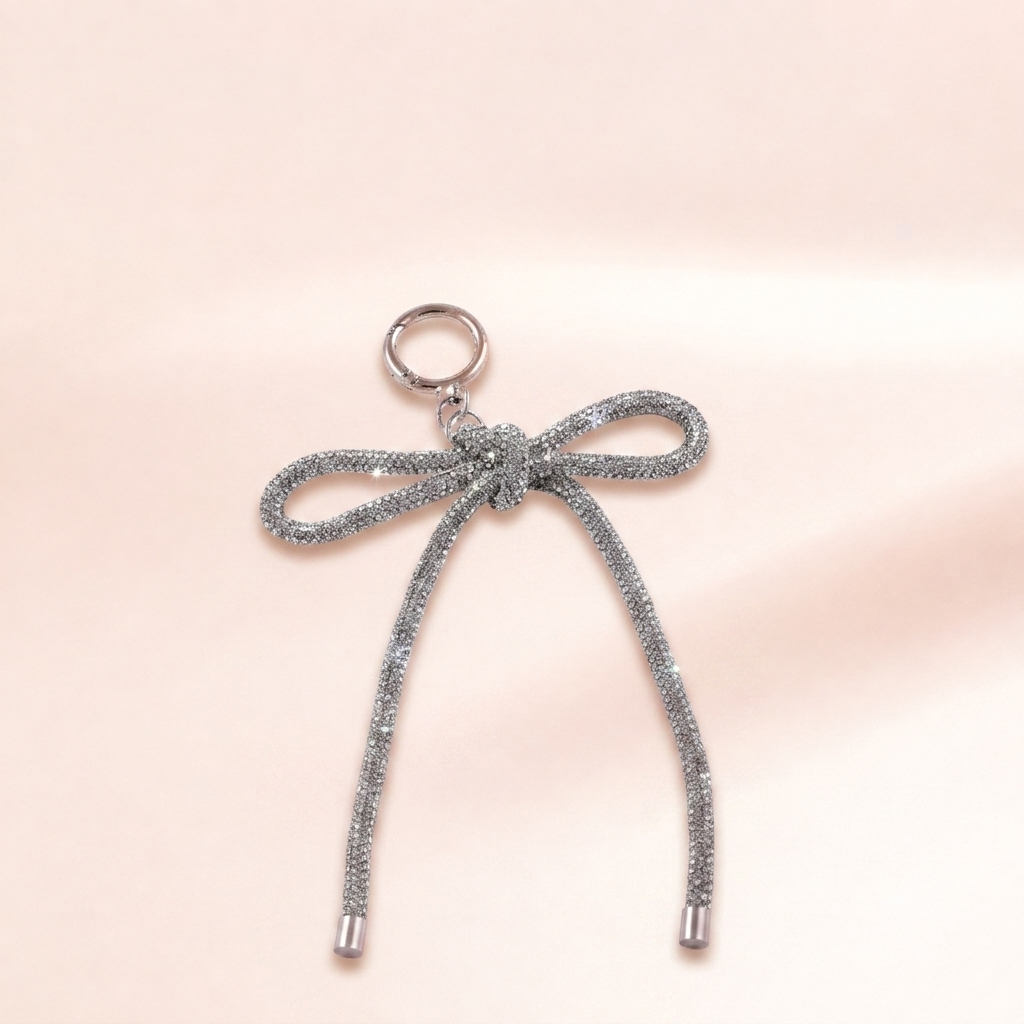 Crystal Rope Bow Bag Charm