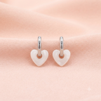 Pink Enamel Heart Hoop Earrings