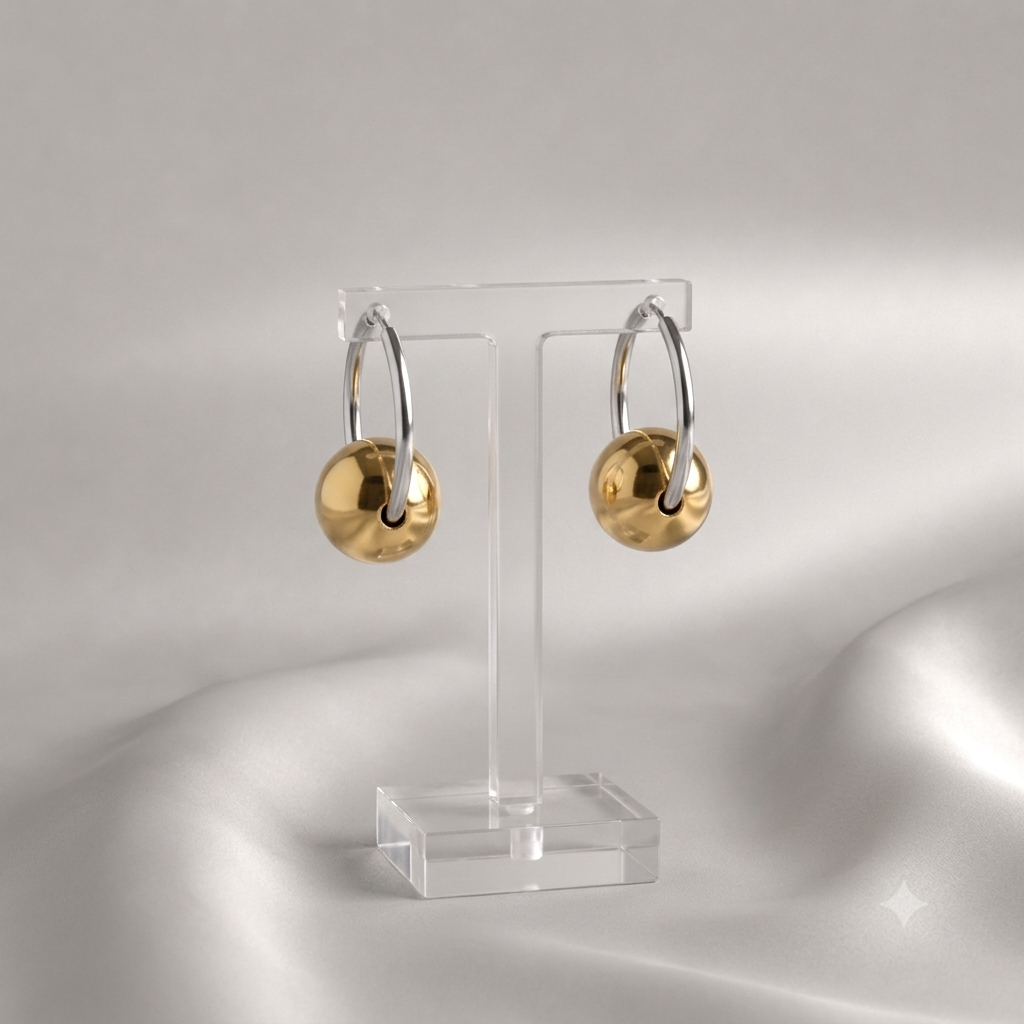 Duo Ball Hoop Earrings