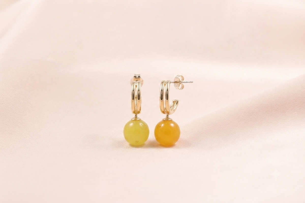 Chain Link Gemstone Ball Drop Earrings