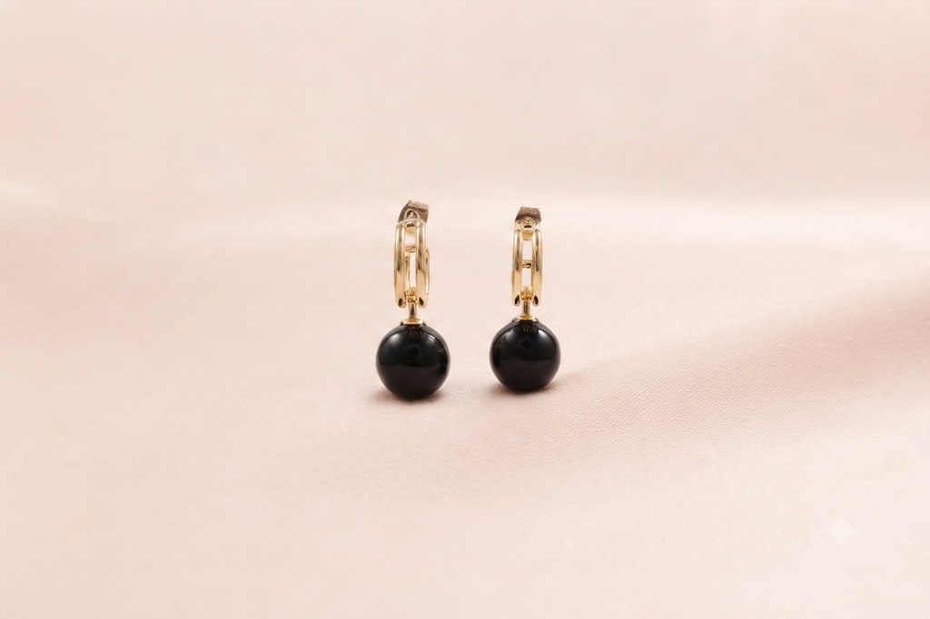 Chain Link Gemstone Ball Drop Earrings