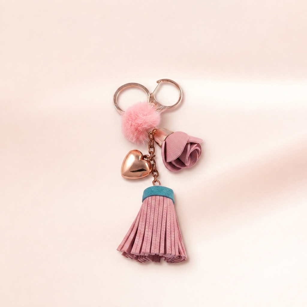 Rose Tassel Charm Keychain | Vybe Global Store - Image 2