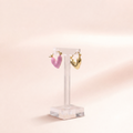 Mismatched Heart Hoop Earrings Pink