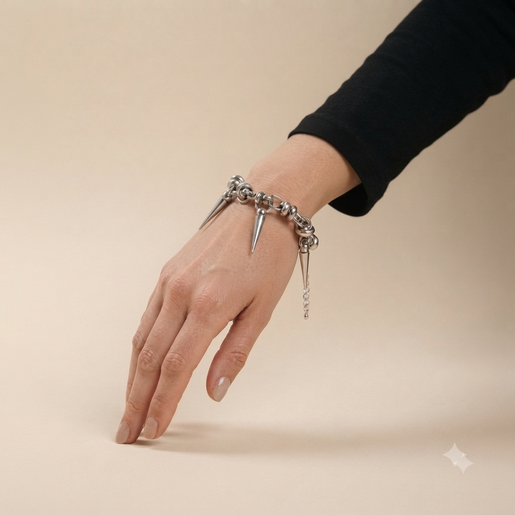 Spike & Knotted Chain Statement Bracelet